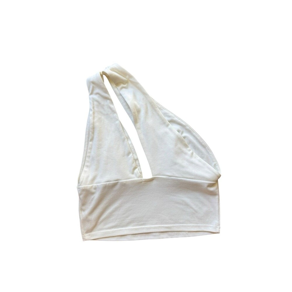 Papermoon One Shoulder White Crop Top Size S